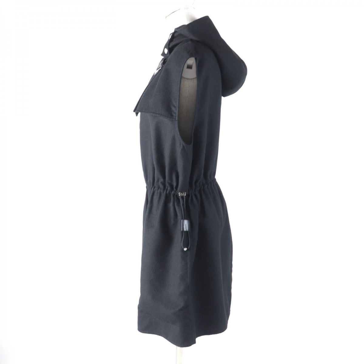 HERMES one piece 2E0145DI Outer: 86% cashmere, Outer: 14% silk, Part: sheepskin, Lining: 100% silk black Women 34