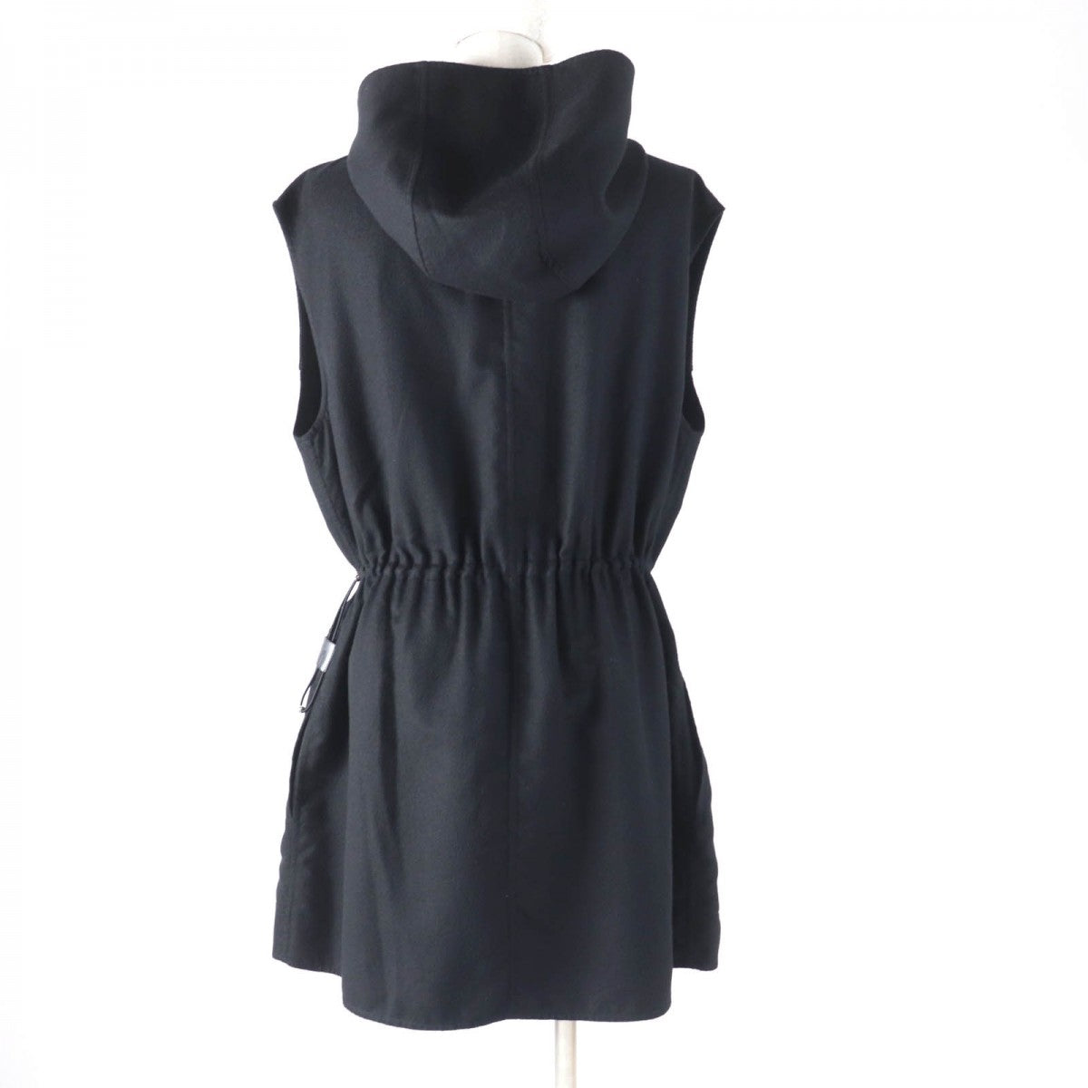 HERMES one piece 2E0145DI Outer: 86% cashmere, Outer: 14% silk, Part: sheepskin, Lining: 100% silk black Women 34