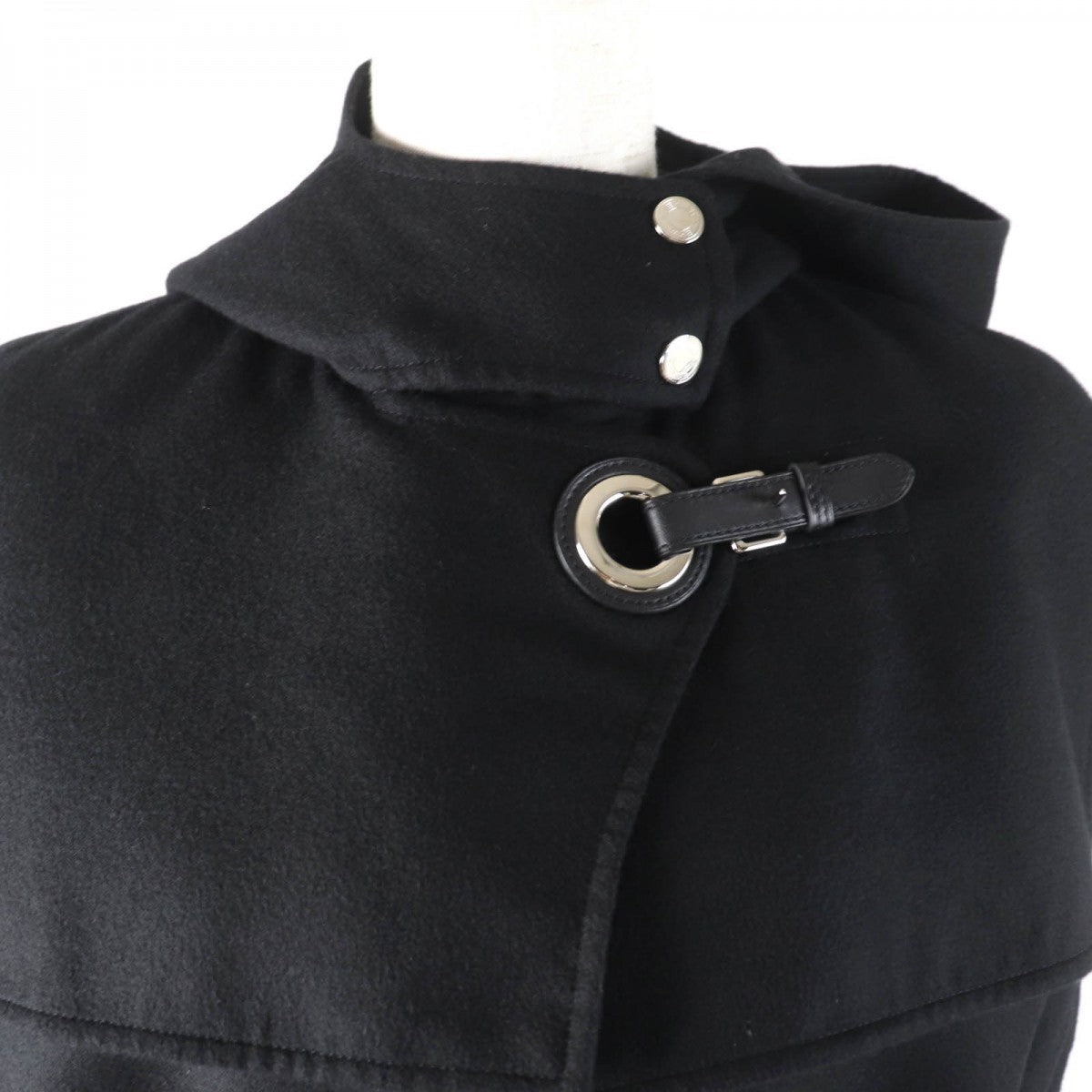 HERMES one piece 2E0145DI Outer: 86% cashmere, Outer: 14% silk, Part: sheepskin, Lining: 100% silk black Women 34
