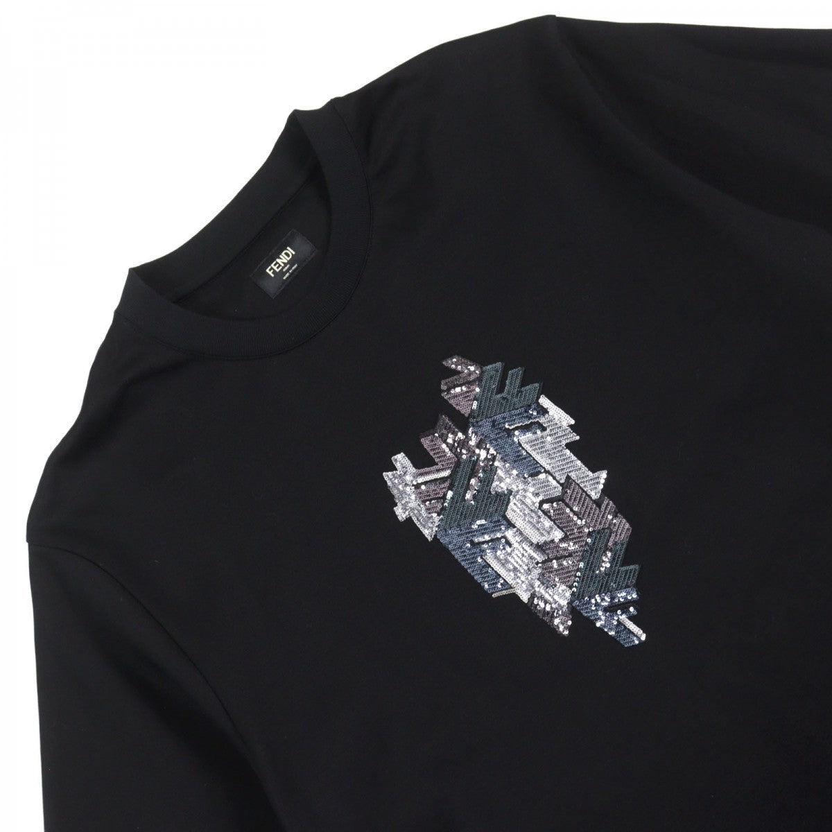 FENDI Short sleeve T-shirt FY1217 Outer: 100% cotton, some parts: 94% cotton, some parts: 6% elastane, some parts: 100% polyester Black type mens M