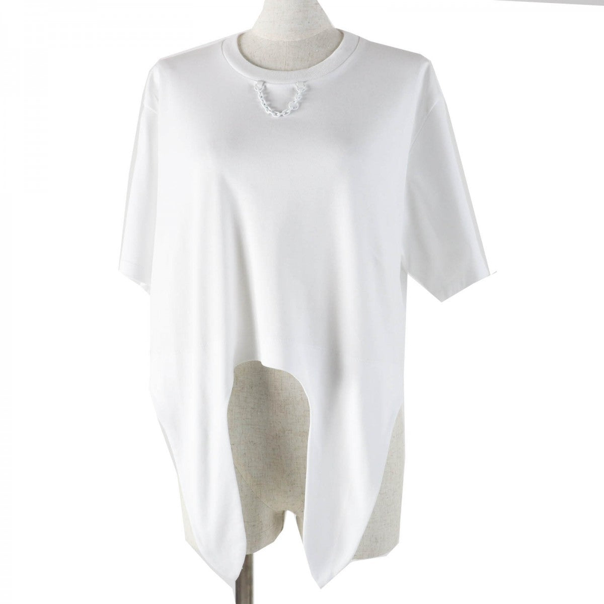LOUIS VUITTON Short sleeve T-shirt Main: 100% cotton, Leather part: Sheepskin white Women L