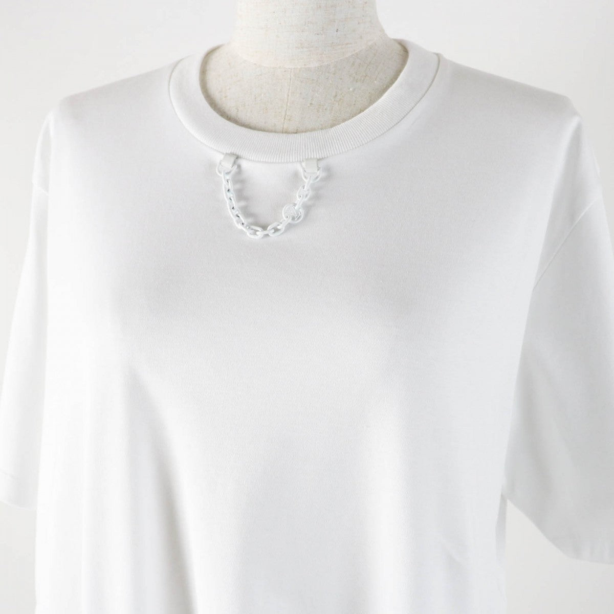 LOUIS VUITTON Short sleeve T-shirt Main: 100% cotton, Leather part: Sheepskin white Women L