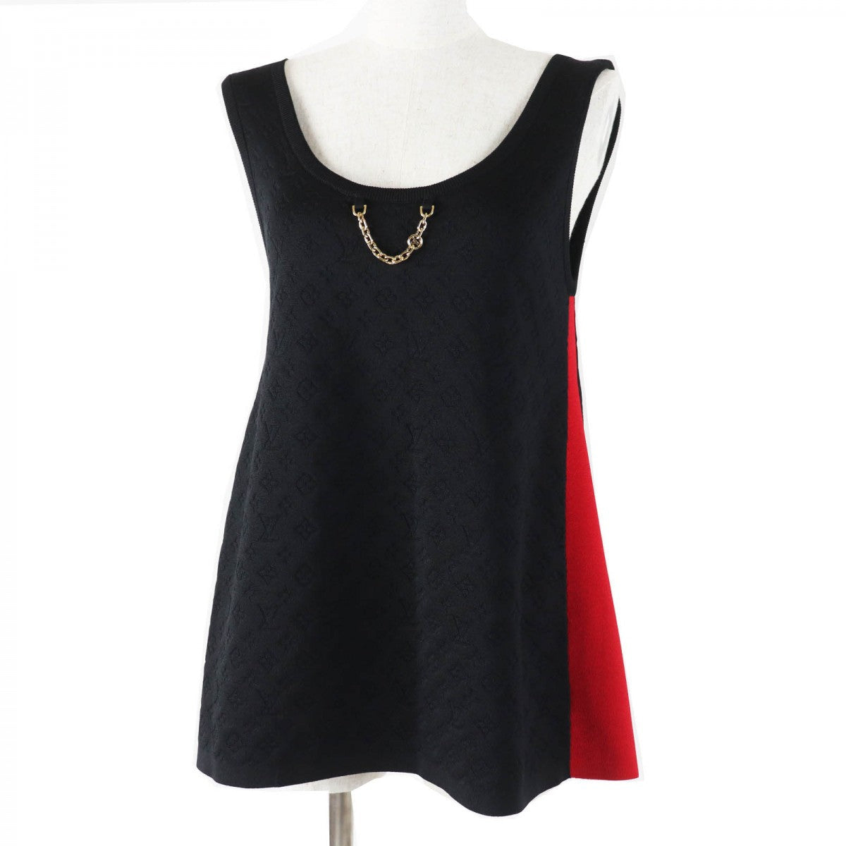 LOUIS VUITTON Tank top Main: 65% silk, 32% nylon, 3% polyurethane Black red Women S
