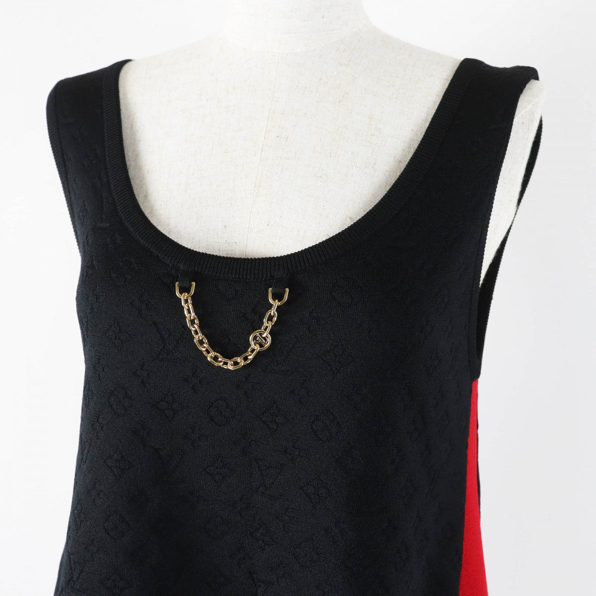 LOUIS VUITTON Tank top Main: 65% silk, 32% nylon, 3% polyurethane Black red Women S