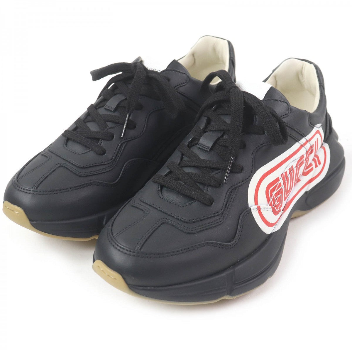 GUCCI Low cut sneakers 523609 Main: Leather black Ryton mens 6.5