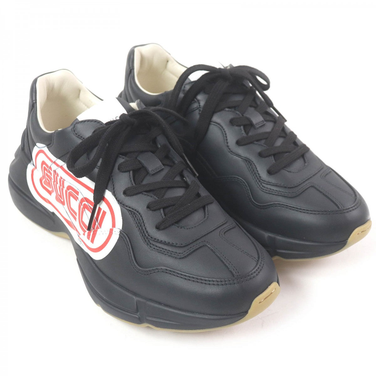 GUCCI Low cut sneakers 523609 Main: Leather black Ryton mens 6.5