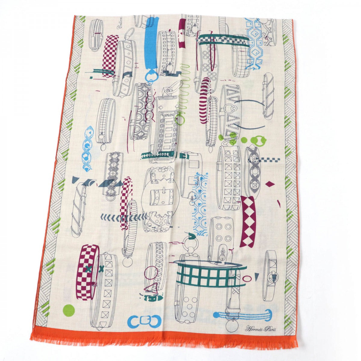 HERMES Stall Main: 70% cashmere, Main: 30% silk multicolor Rectangle Colliers de Chiens Imprimeur Fou Women