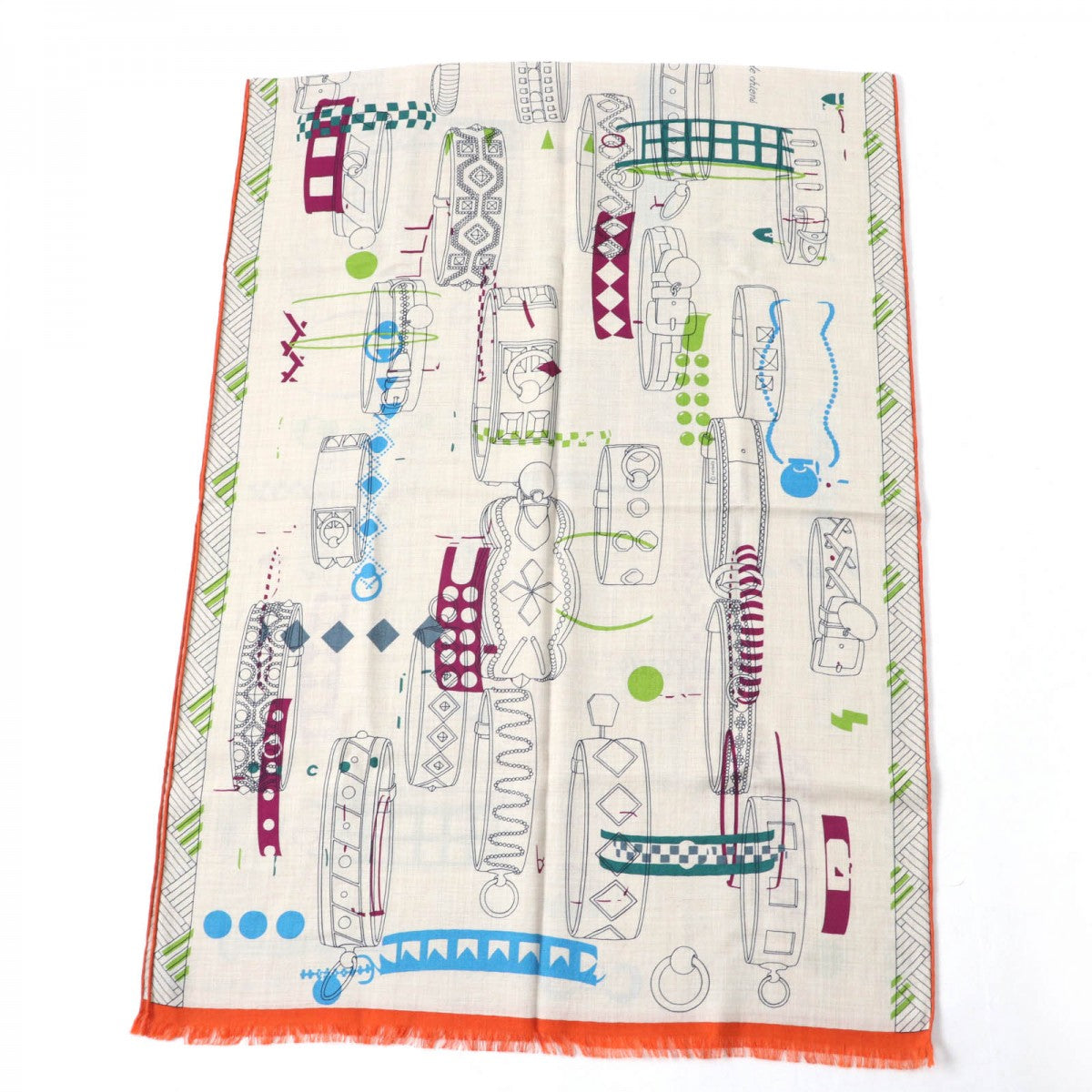 HERMES Stall Main: 70% cashmere, Main: 30% silk multicolor Rectangle Colliers de Chiens Imprimeur Fou Women