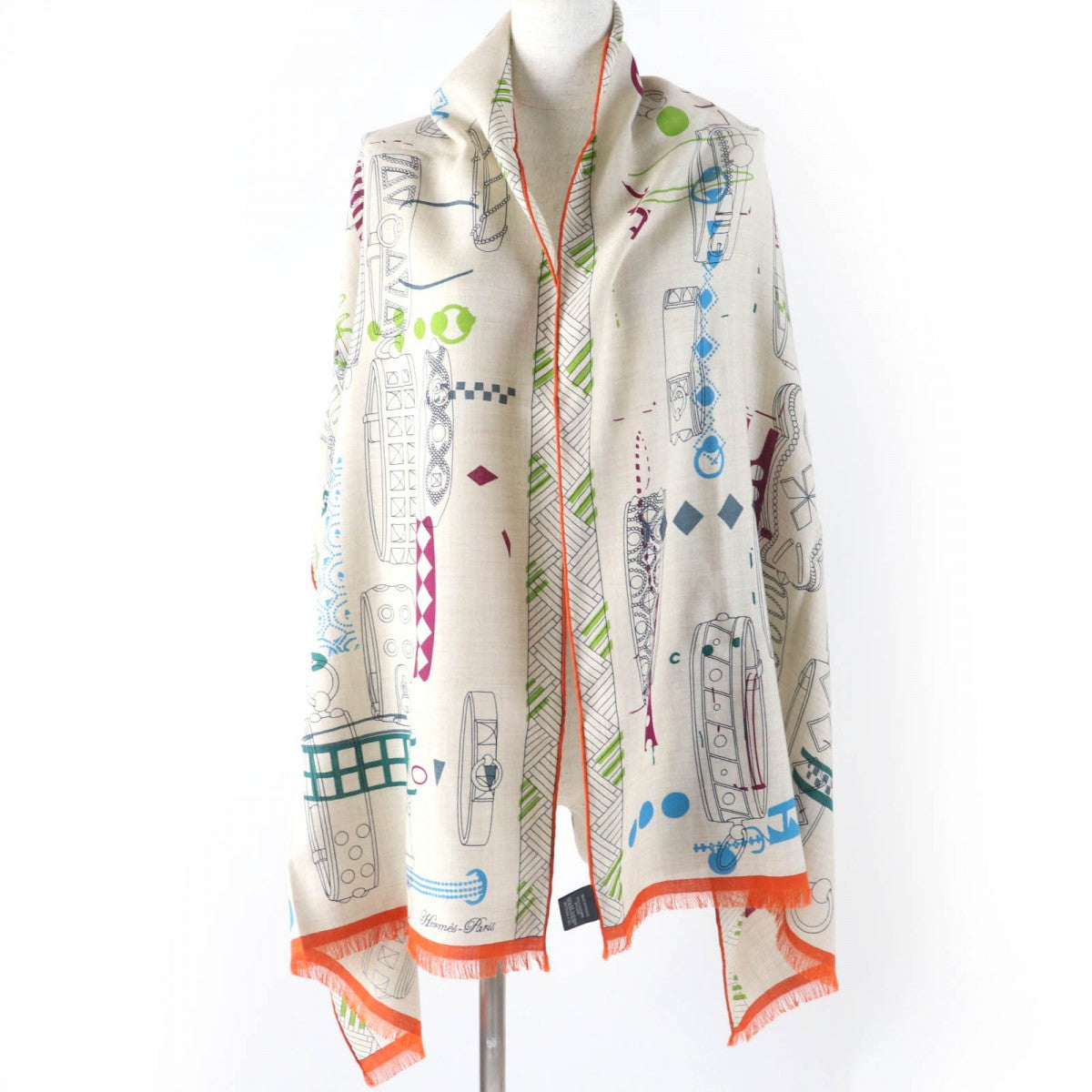 HERMES Stall Main: 70% cashmere, Main: 30% silk multicolor Rectangle Colliers de Chiens Imprimeur Fou Women
