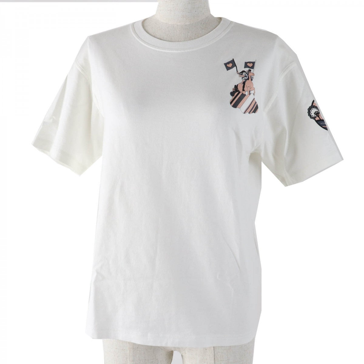 HERMES Short sleeve T-shirt 2E4602DU Main: 100% cotton white FAUBOURG RAINBOW Faubourg Rainbow Cartouche Micro Women 34