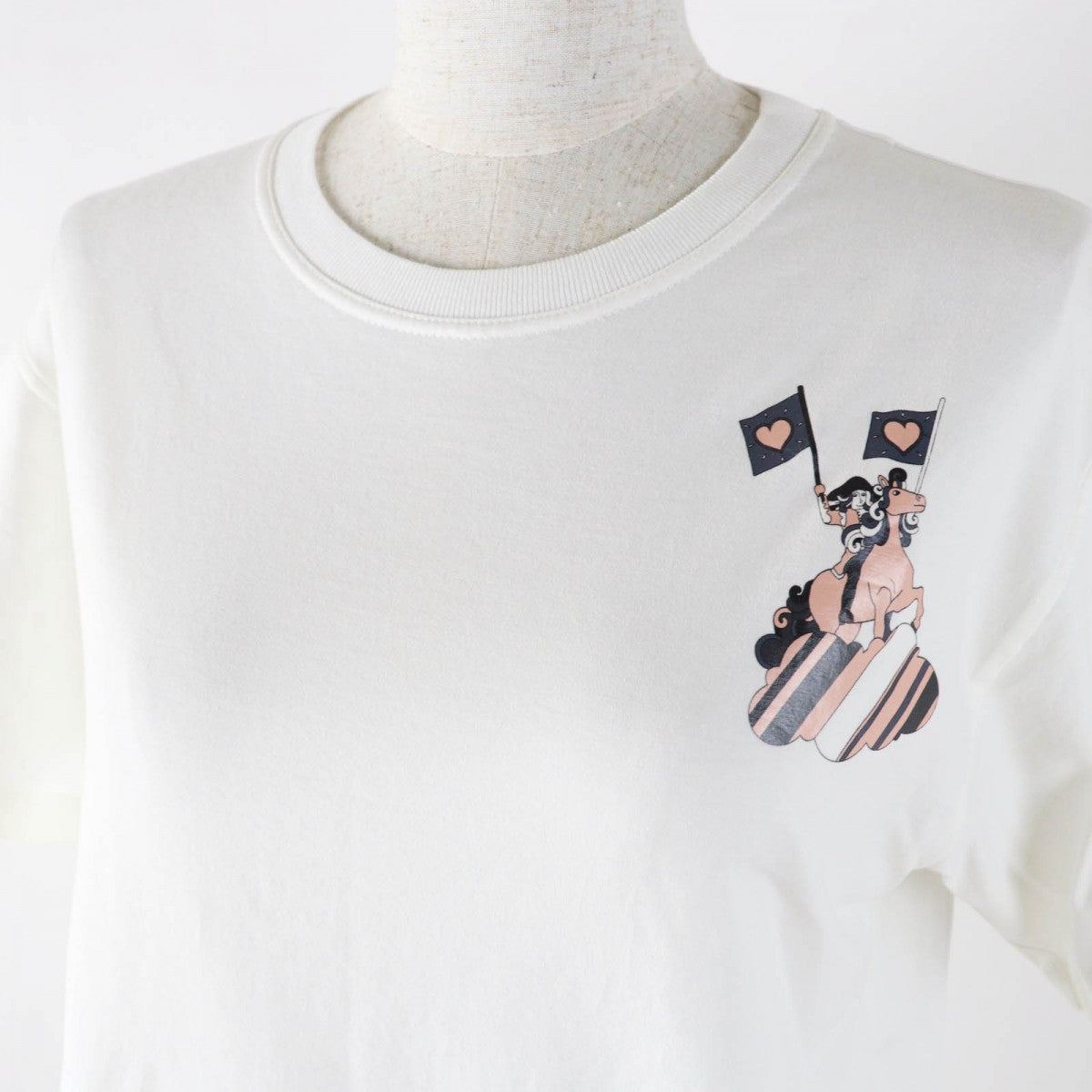 HERMES Short sleeve T-shirt 2E4602DU Main: 100% cotton white FAUBOURG RAINBOW Faubourg Rainbow Cartouche Micro Women 34