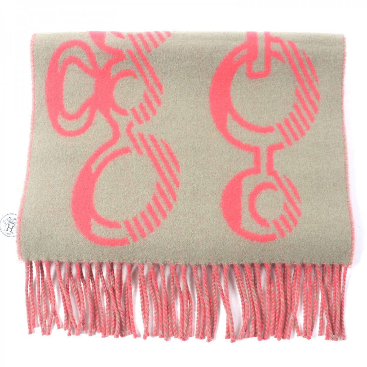 HERMES Scarf Main: 100% cashmere Greige Pink Drebuckle mens
