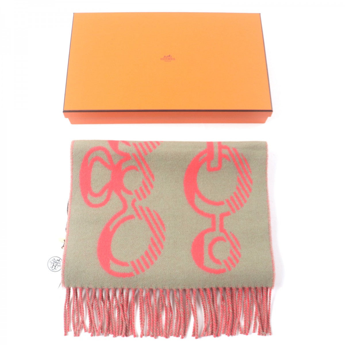 HERMES Scarf Main: 100% cashmere Greige Pink Drebuckle mens