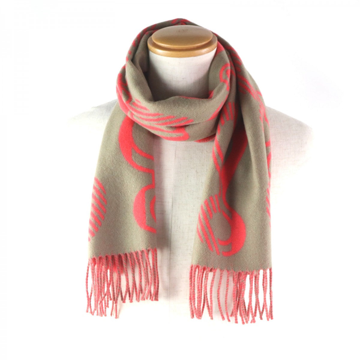 HERMES Scarf Main: 100% cashmere Greige Pink Drebuckle mens