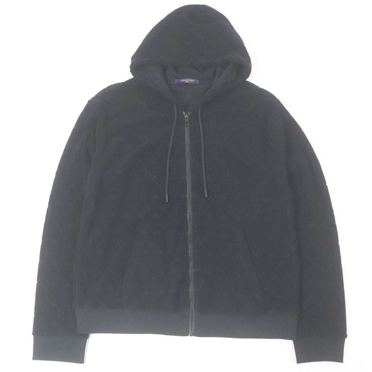 LOUIS VUITTON Hoodie 1ABJ63 Main: 83% cotton, Main: 17% nylon black Monogram French Terry Zip Through Hoodie mens L
