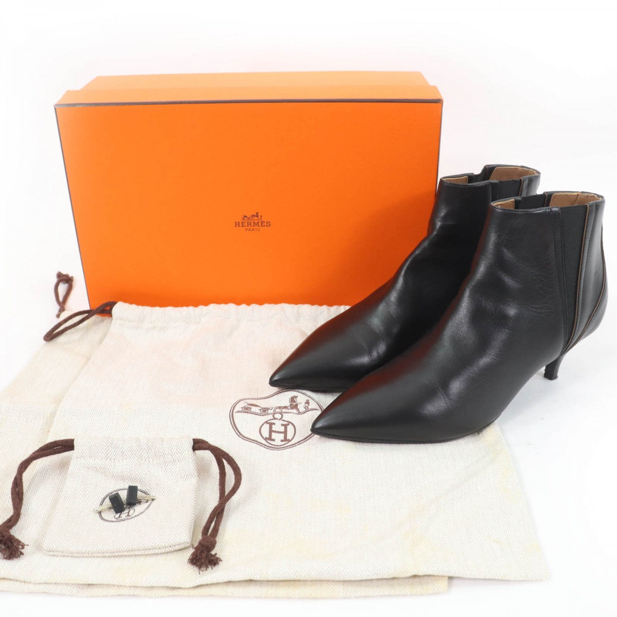 HERMES short boots Main: Leather black Women 37