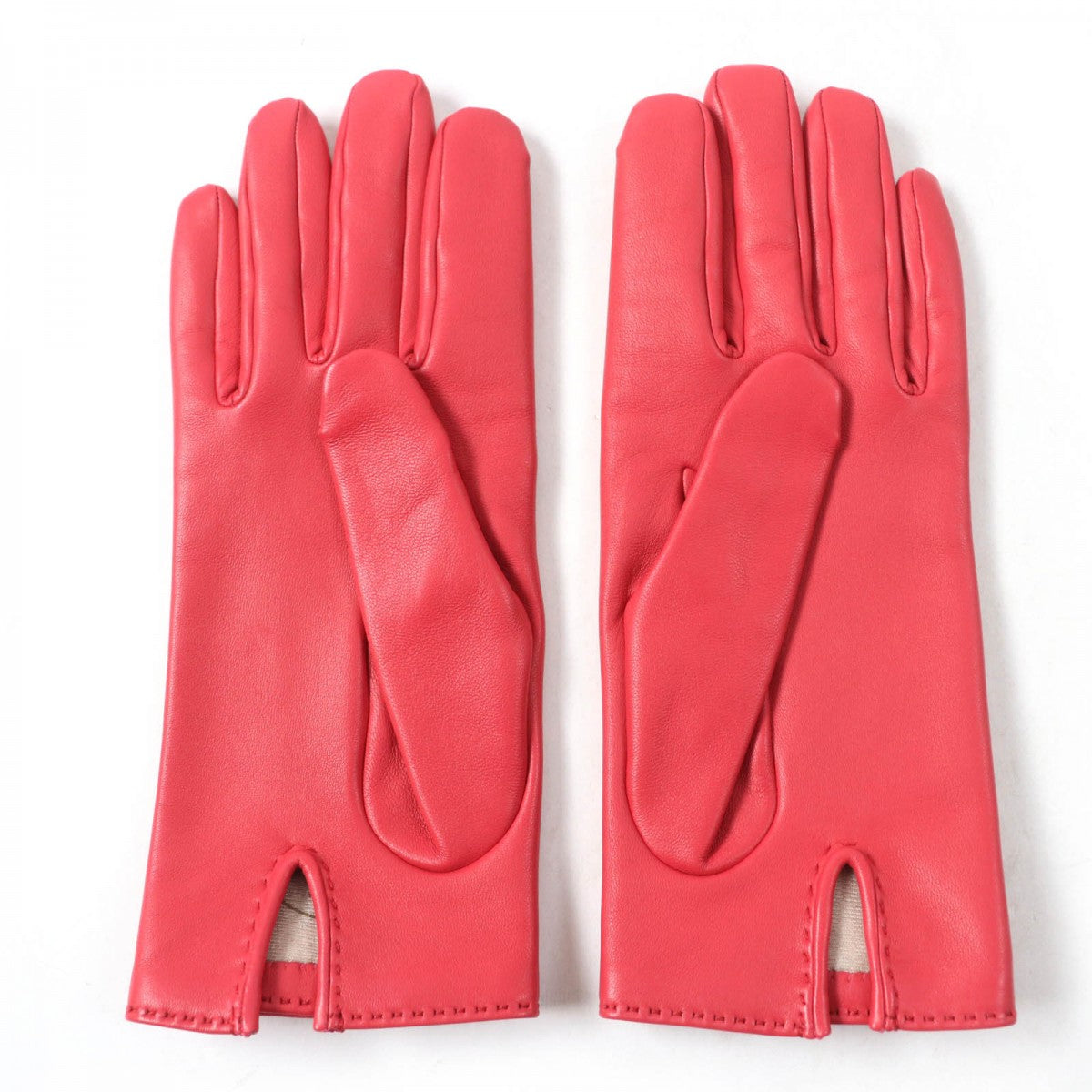 HERMES gloves Main: Lamb leather, Lining: 100% silk Red type SOYA Women 7.5