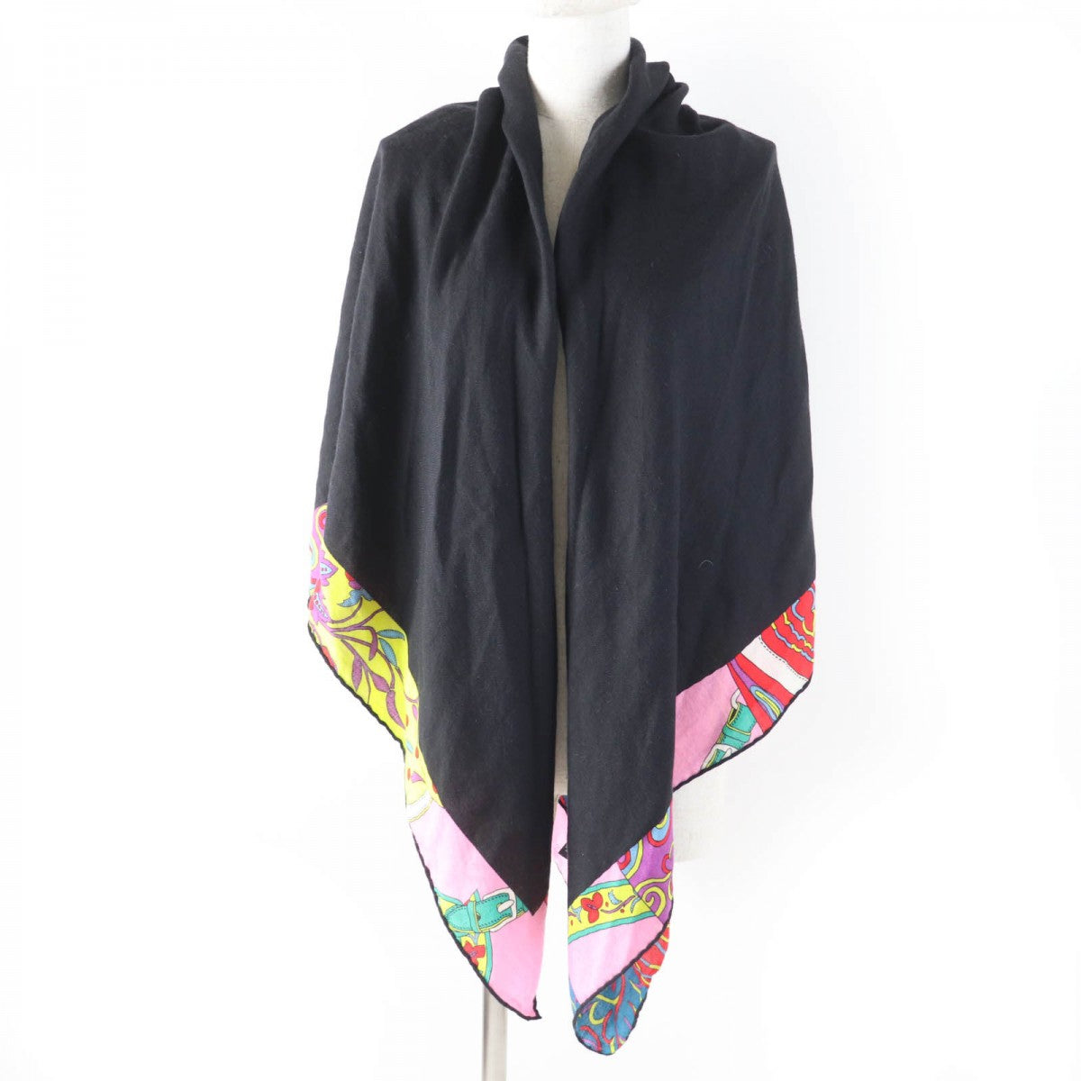 HERMES scarf Main: 70% cashmere, Main: 30% silk Black multicolor Caregean Festival of the Amazon Women