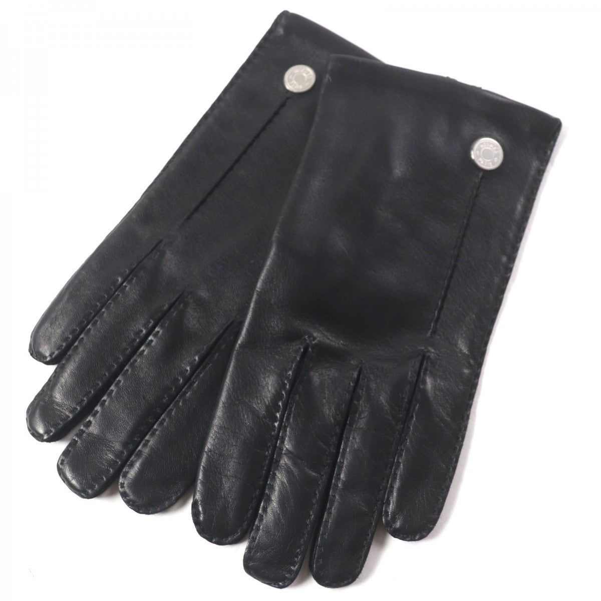 HERMES gloves Main: Lamb leather, Lining: 100% silk black mens 8
