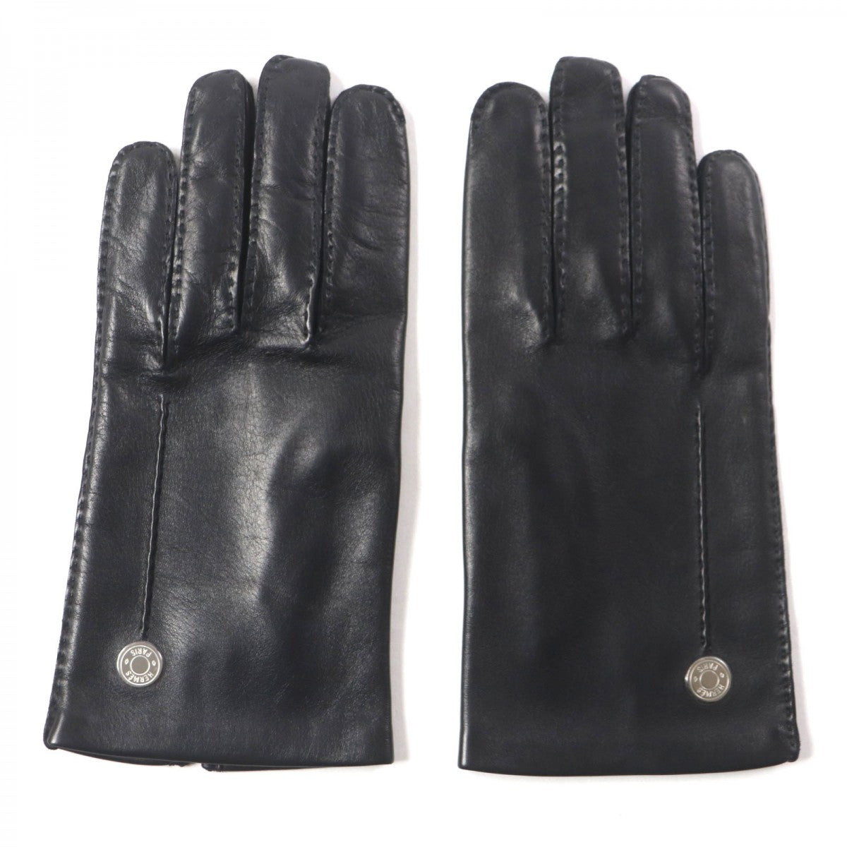 HERMES gloves Main: Lamb leather, Lining: 100% silk black mens 8