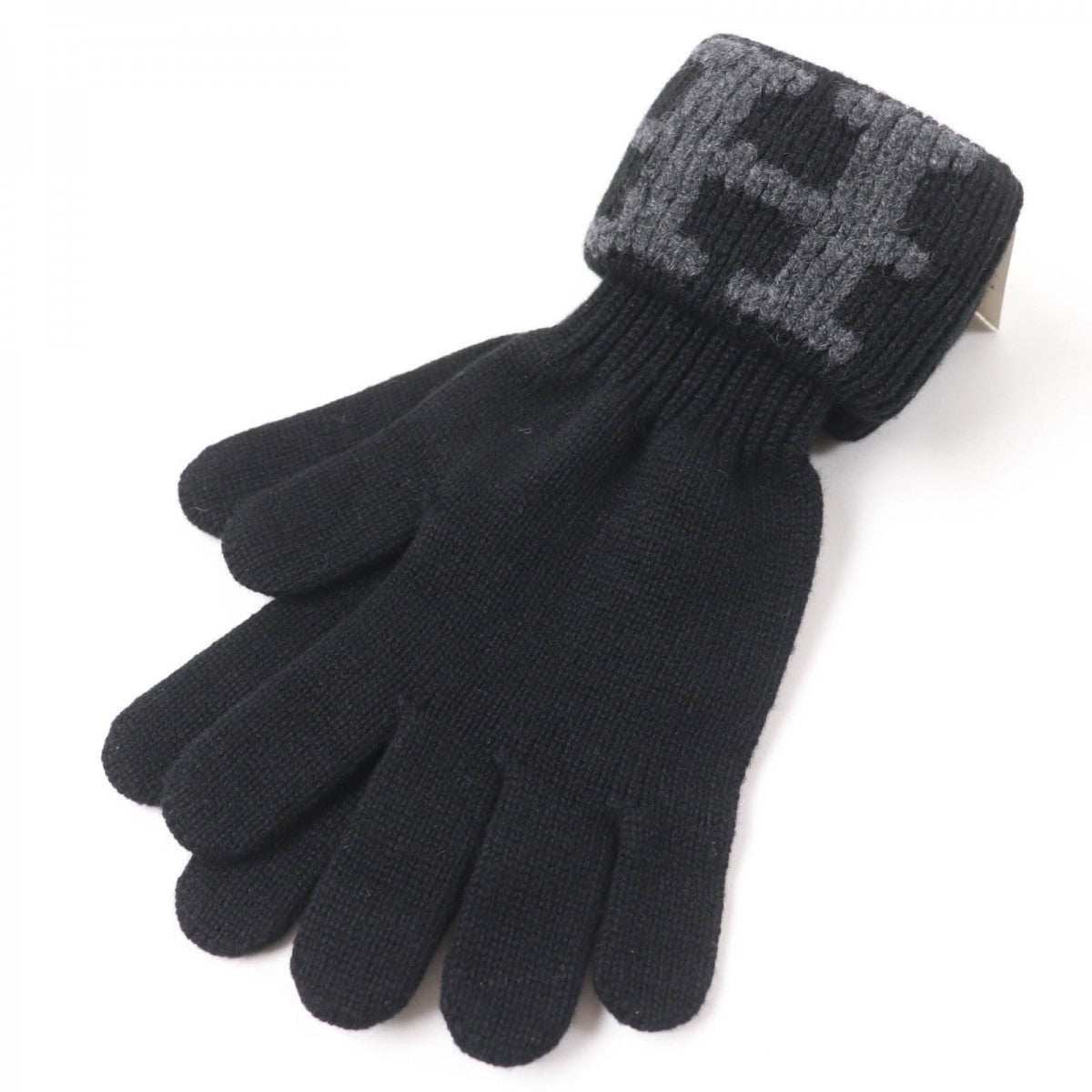 HERMES gloves Main: 100% cashmere black Women