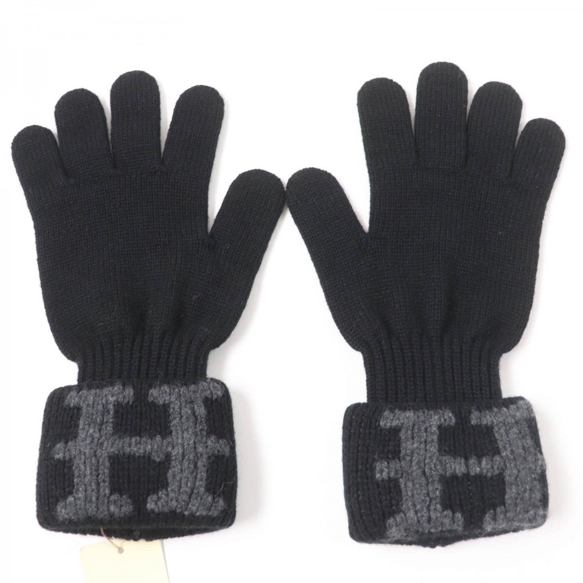 HERMES gloves Main: 100% cashmere black Women