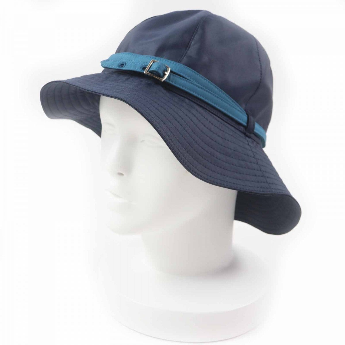 HERMES hat Main: 86% polyester, Main: 14% polyamide (nylon), Lining: 100% acetate Navy light blue Women 56