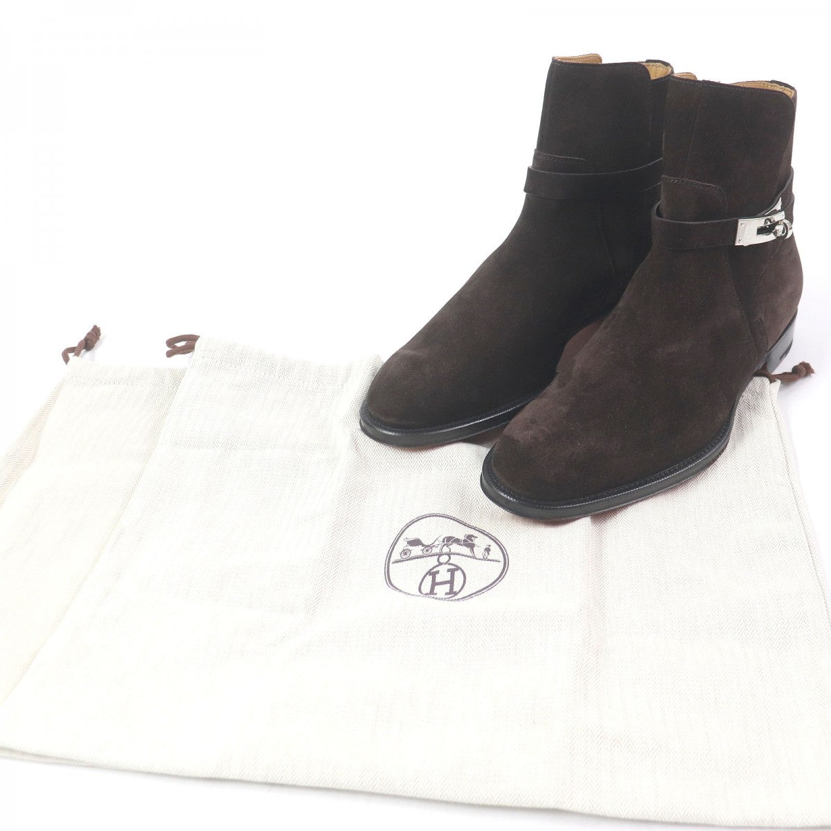 HERMES boots Main: Suede leather Dark brown Fortune mens 41