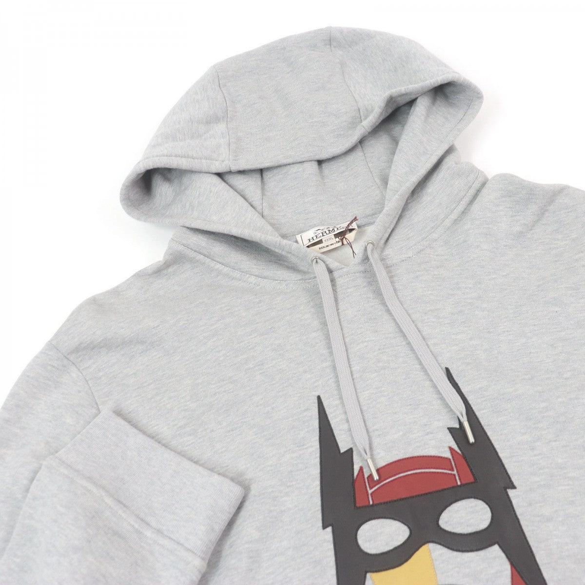 HERMES Hoodie 267680H Main: 100% cotton, Part: Sheepskin, Part: 90% cotton, Part: 10% polyurethane, Part: 100% cotton gray mens