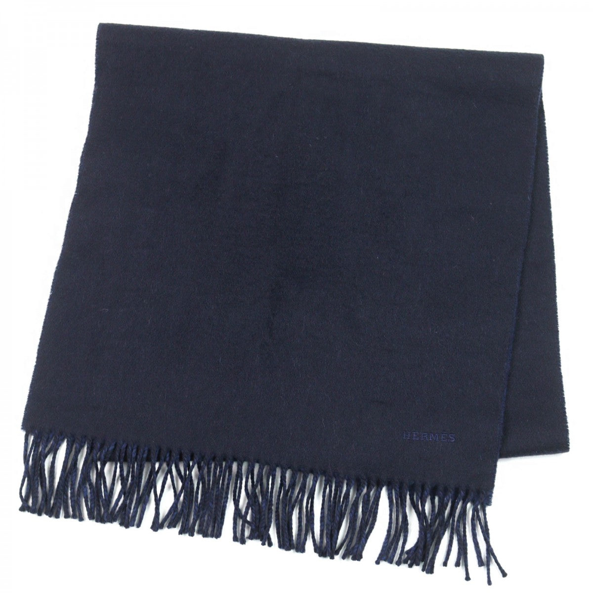 HERMES Scarf Main: 100% cashmere Navy blue mens