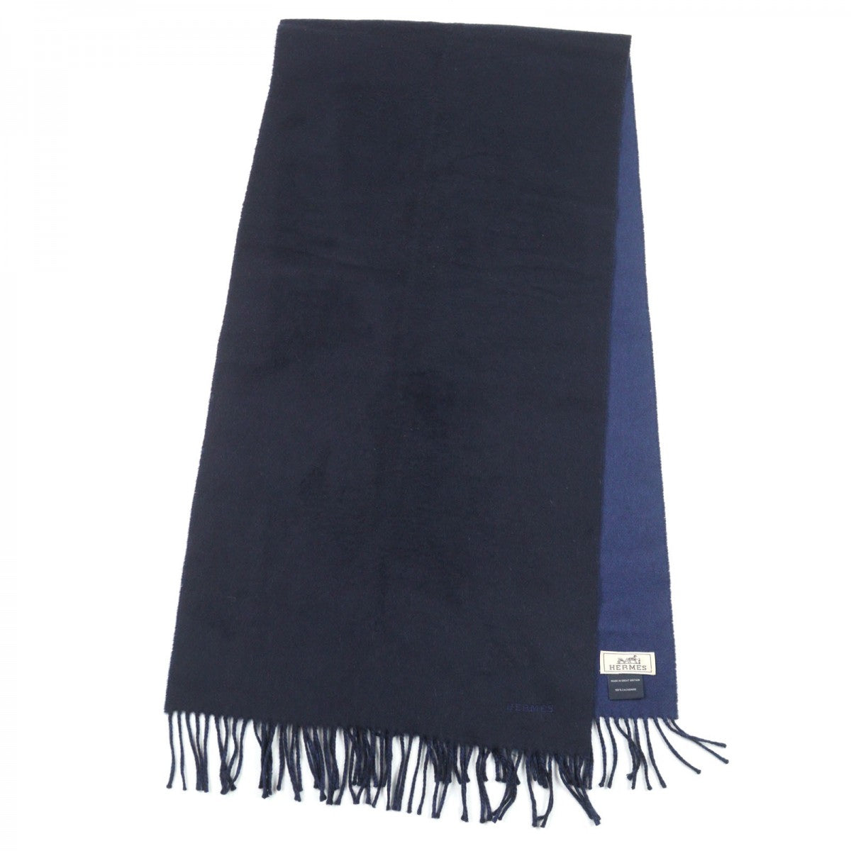 HERMES Scarf Main: 100% cashmere Navy blue mens