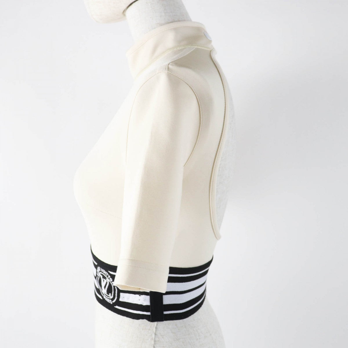 LOUIS VUITTON Cut Nylon Ivory black Sporty Cropped LV Stripes 34
