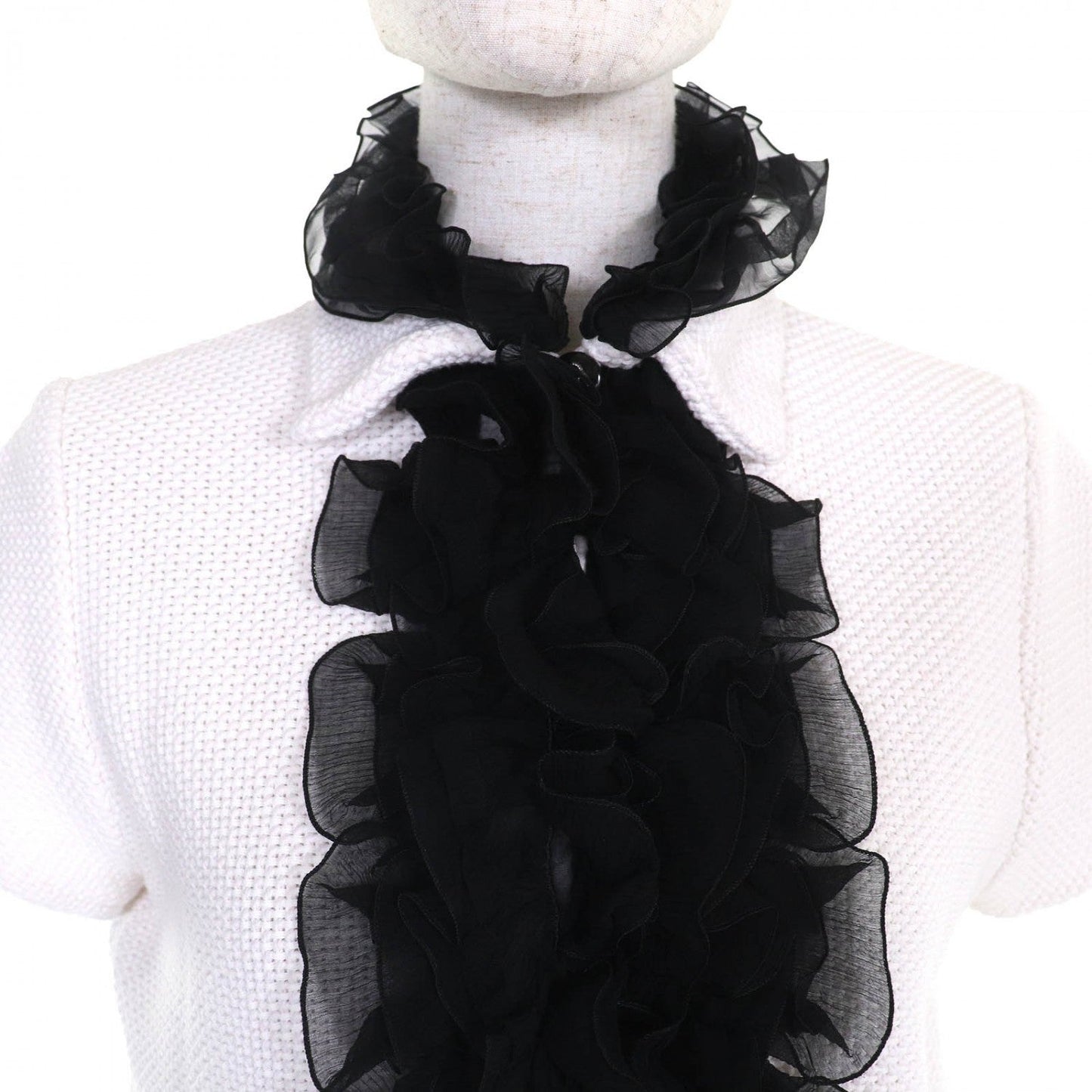 CHANEL knit P71969 cotton White black 34