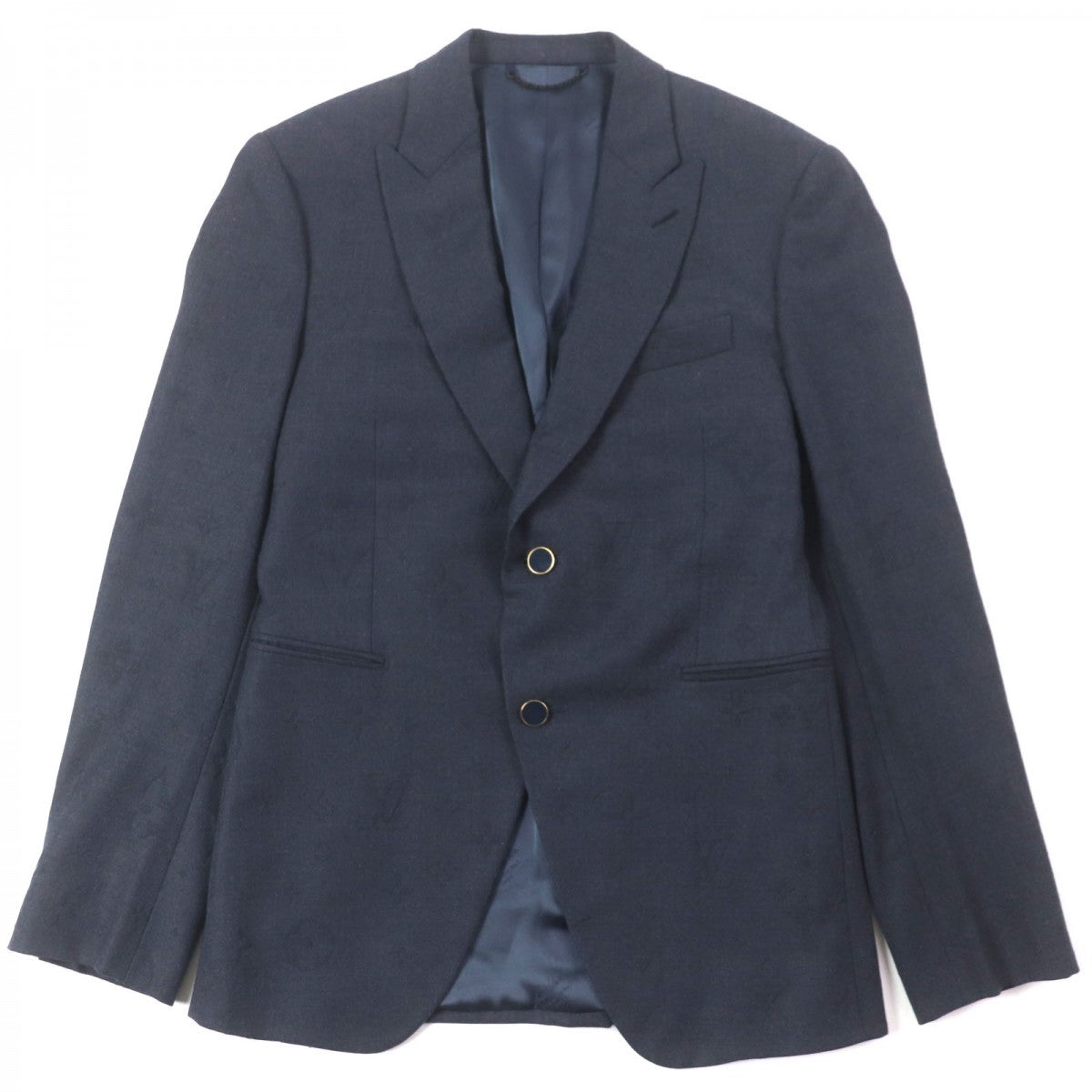 LOUIS VUITTON tailored jacket HKFJ5E Outer: 53% polyester, Outer: 44% wool, Outer: 3% polyurethane, Lining: 28% acetate, Lining: 25% rayon Navy LV&FLOWER mens 48