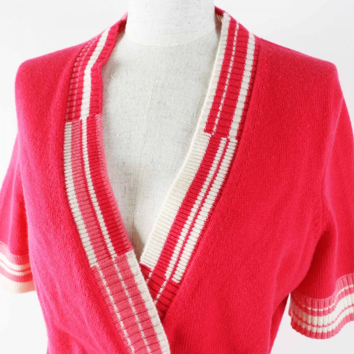 CHANEL cardigan P60724 Main: 100% cashmere Red white Women 38
