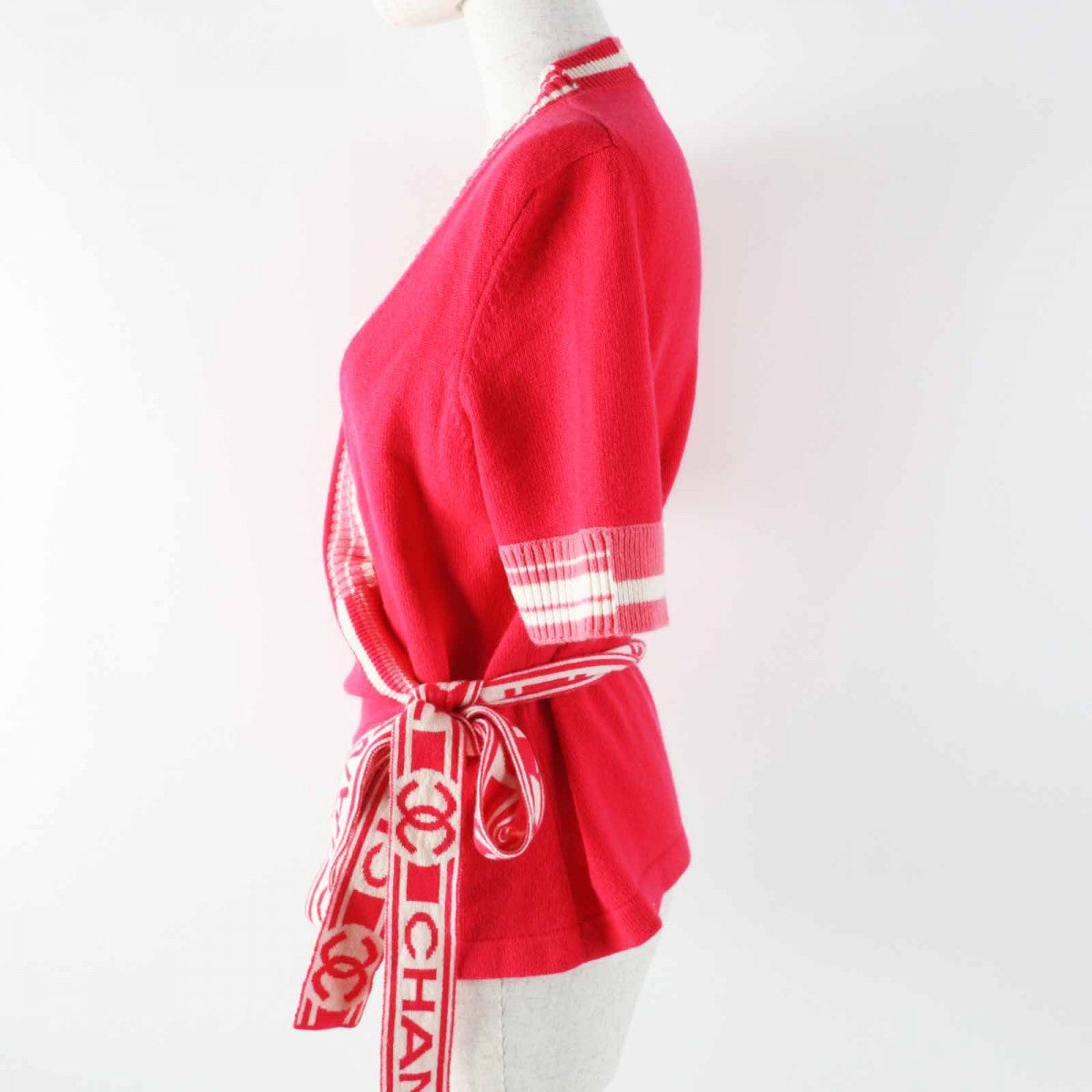 CHANEL cardigan P60724 Main: 100% cashmere Red white Women 38