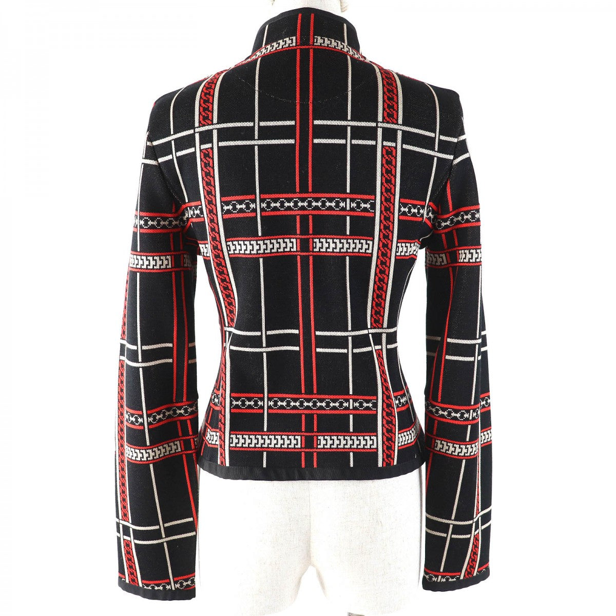 HERMES Jacket 3H4209DC Main: 100% cotton, part: 59% rayon, part: 40% cotton, part: 1% polyester, lining: 100% cotton Black Orange type Tartan et Chaines Women 36