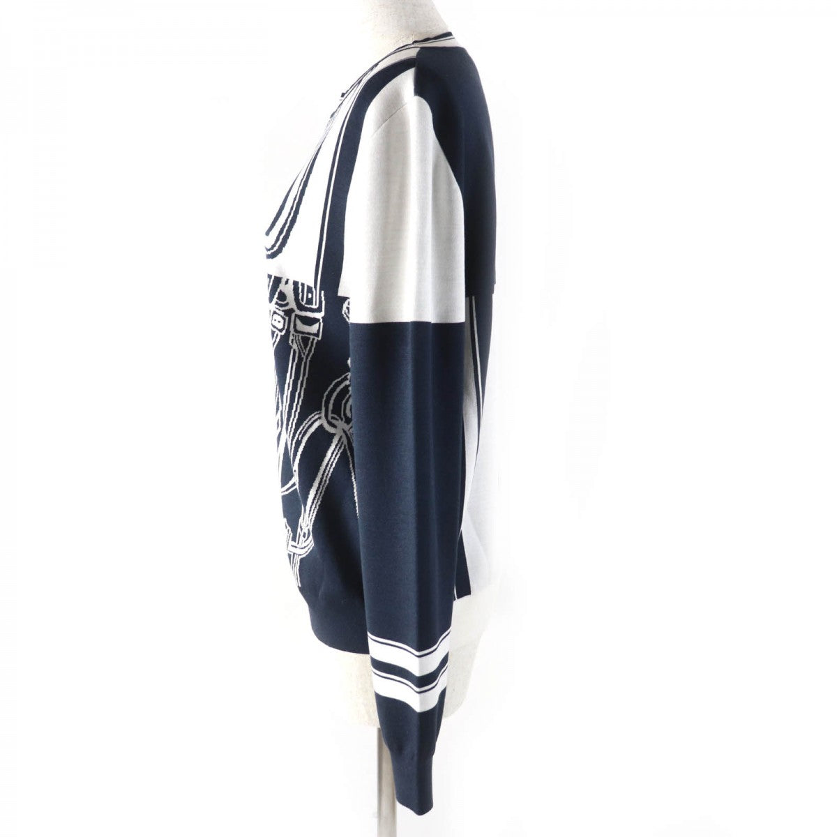 HERMES knit 4E2655D6 Main: 92% silk, Main: 6% nylon, Main: 2% polyurethane, Part: 72% silk, Part: 21% nylon Blue Noir Brides de Gala Disorder Women 42