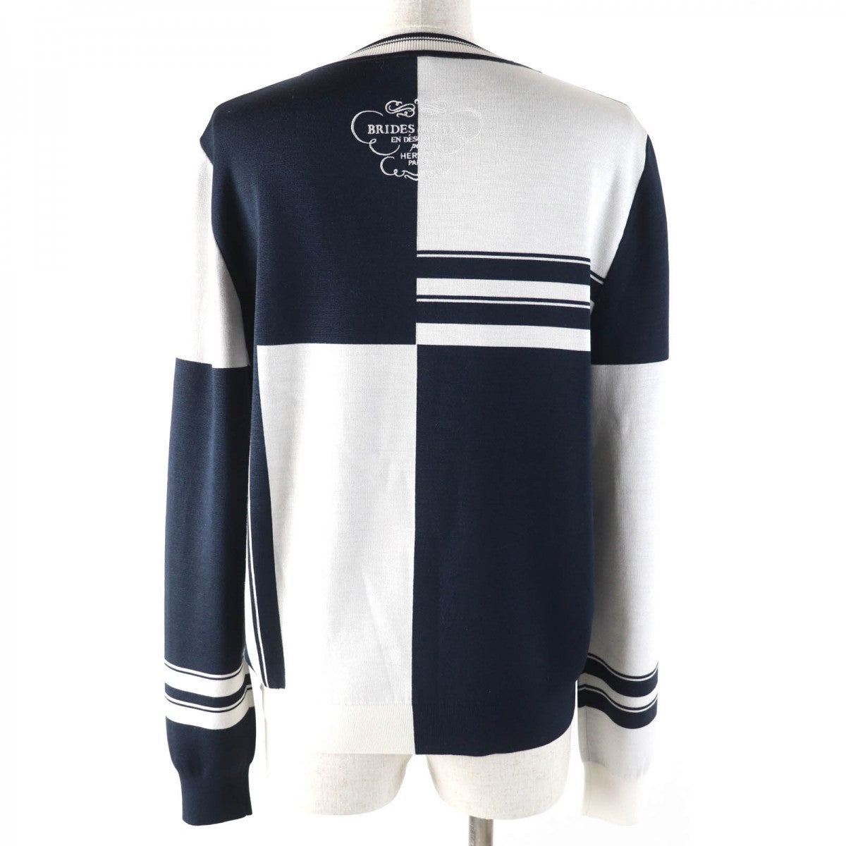 HERMES knit 4E2655D6 Main: 92% silk, Main: 6% nylon, Main: 2% polyurethane, Part: 72% silk, Part: 21% nylon Blue Noir Brides de Gala Disorder Women 42