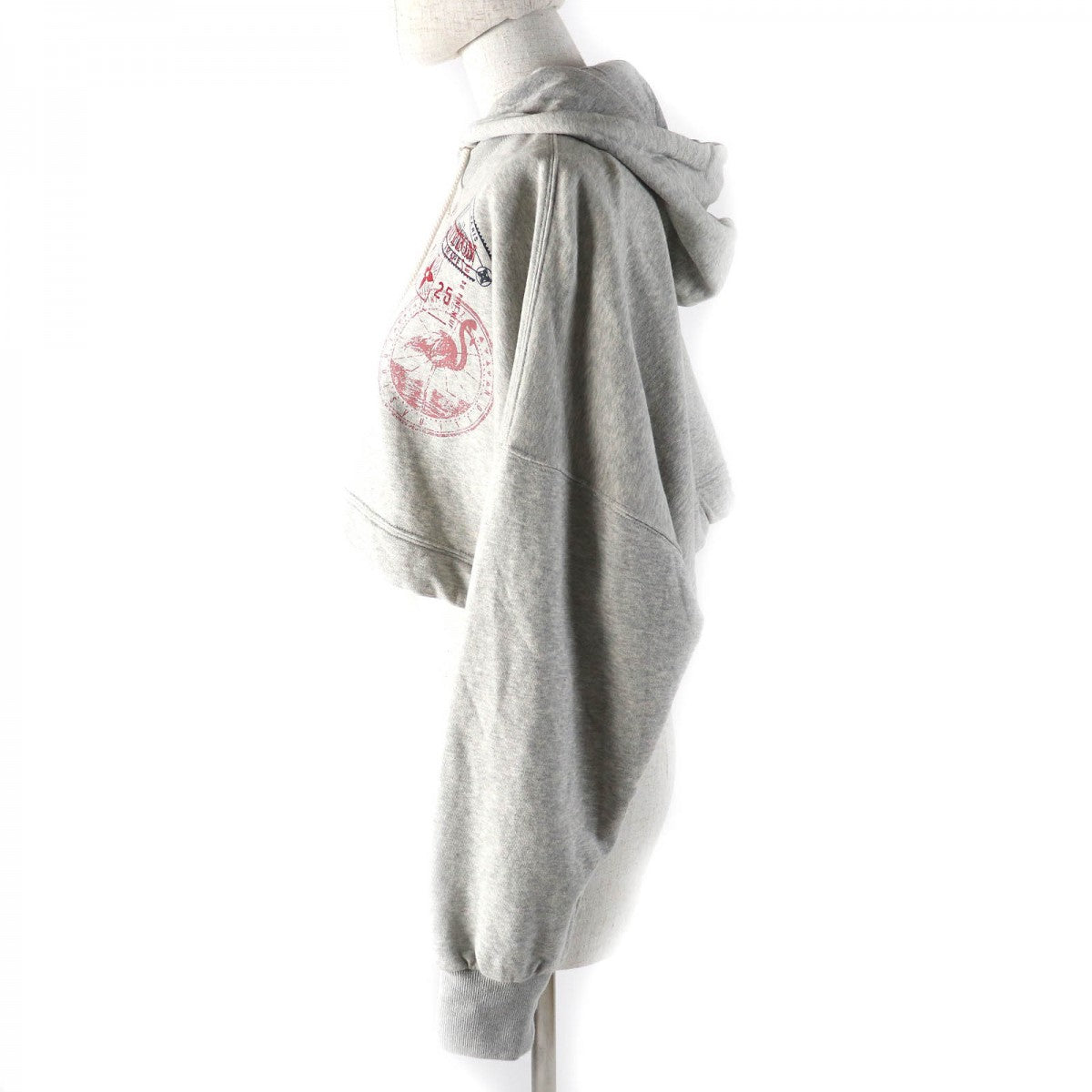 LOUIS VUITTON Hoodie 1AGDAG Outer: 100% cotton, Lining: 100% cotton, Part: 90% cotton, Part: 9% nylon, Part: 1% polyurethane pearl gray Flight mode Travel Stamp Crop Hoodie Women S