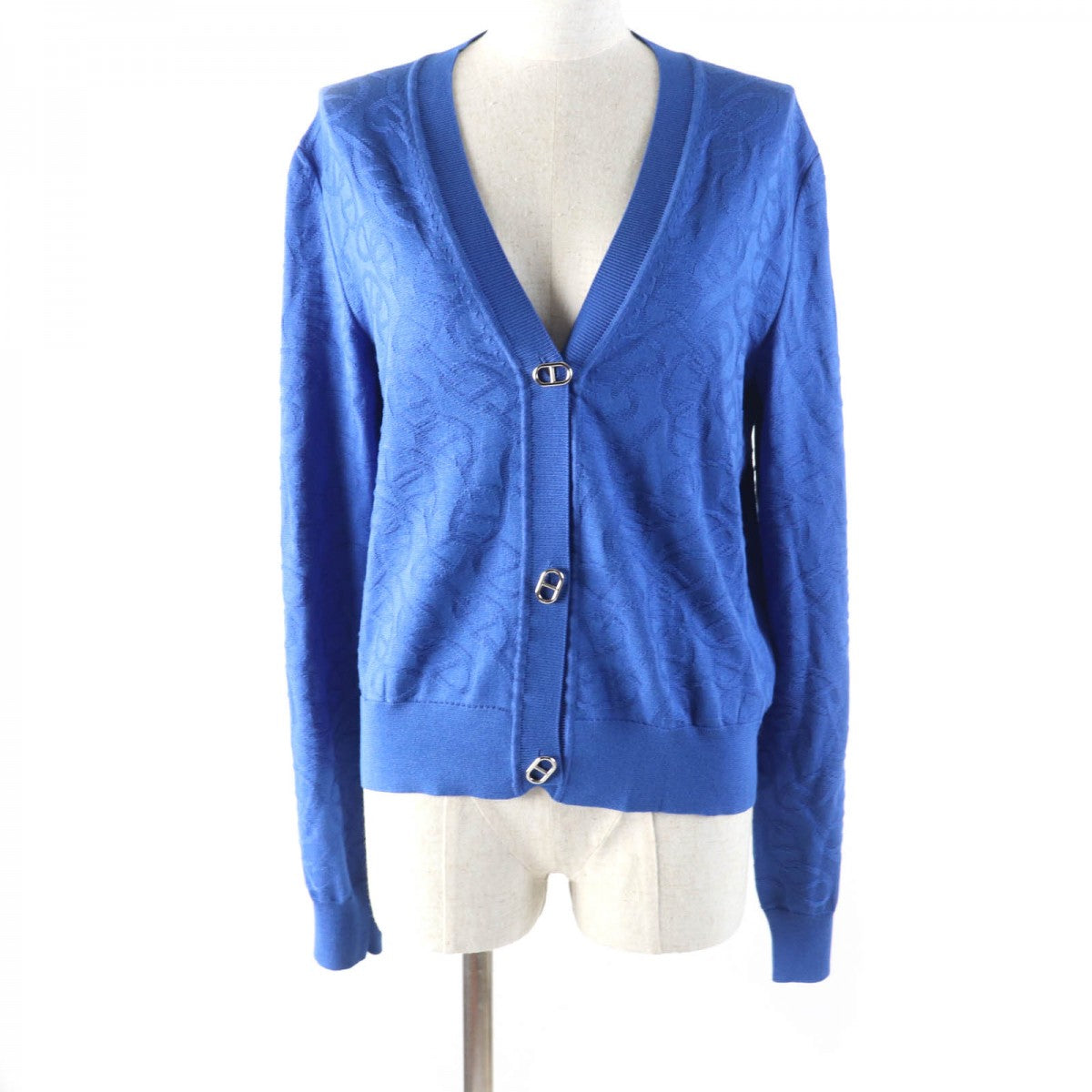 HERMES cardigan 4E2730DC Main: 57% silk, Main: 43% cotton blue NAOUSS Women 40