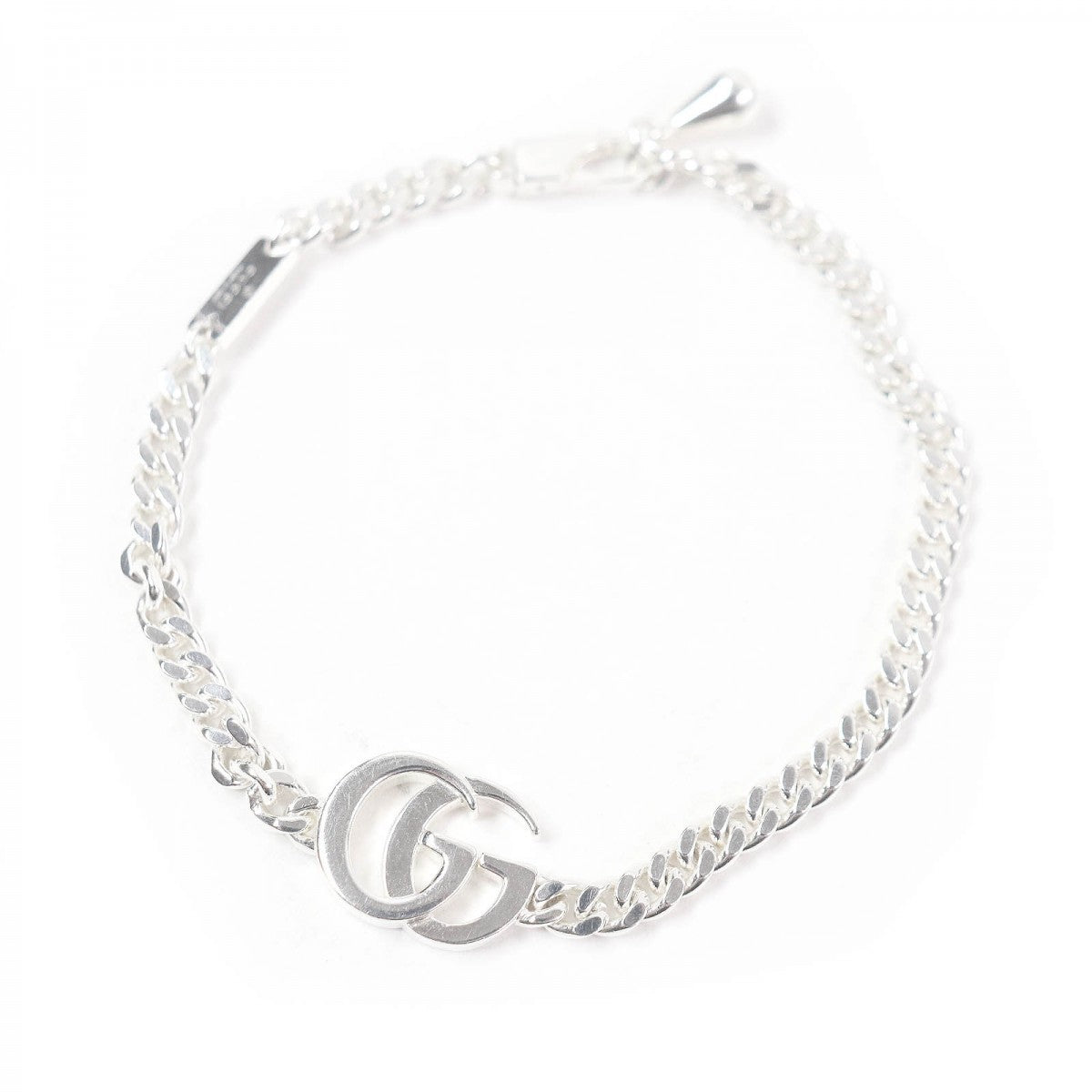 GUCCI bracelet 814917 SV925 Silver Double G Chain 18