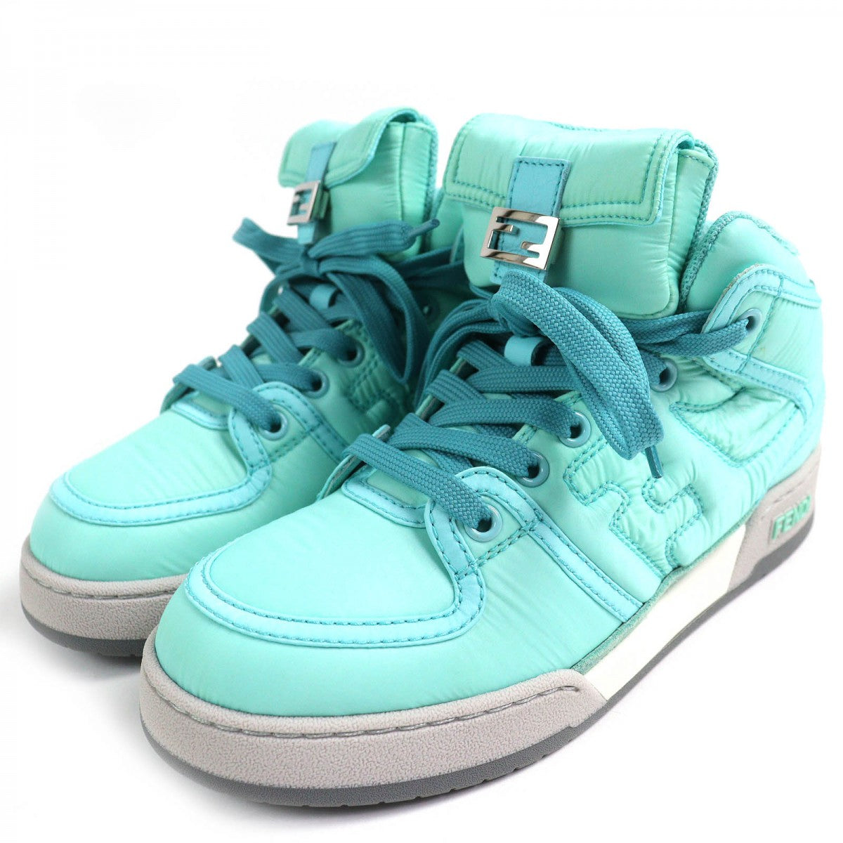 FENDI High cut sneakers 8E8380 Main: Nylon, Part: Leather Light blue Women 36