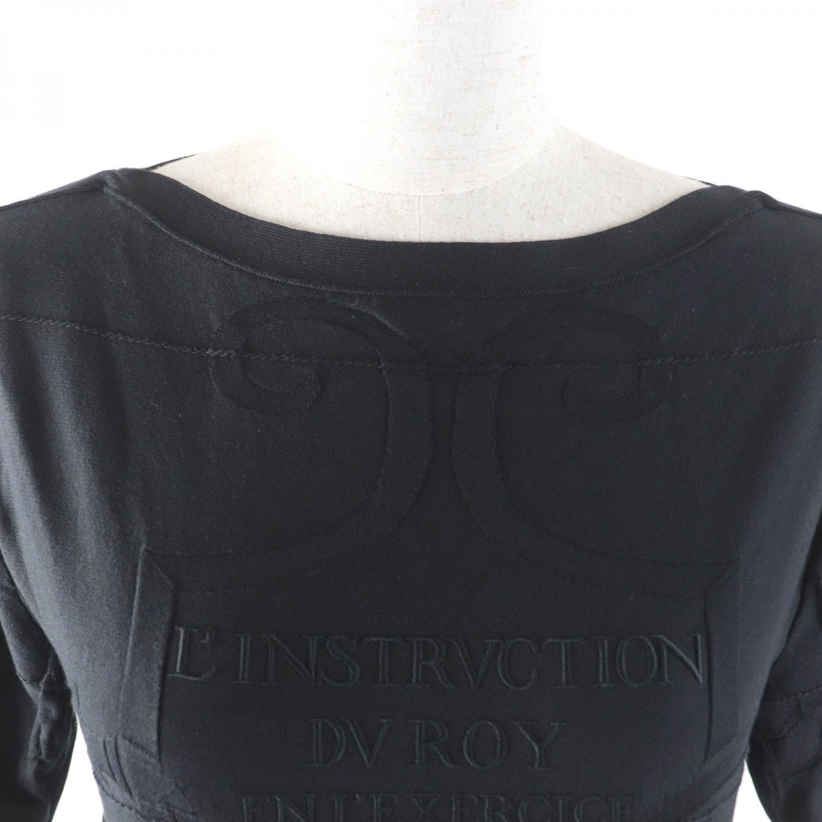 HERMES Short sleeve knit Main: 52% silk, Main: 40% cotton, Main: 6% nylon, Main: 2% polyurethane, Part: 100% rayon black L INSTRVCTION DV ROY Imperial Studies Women 34