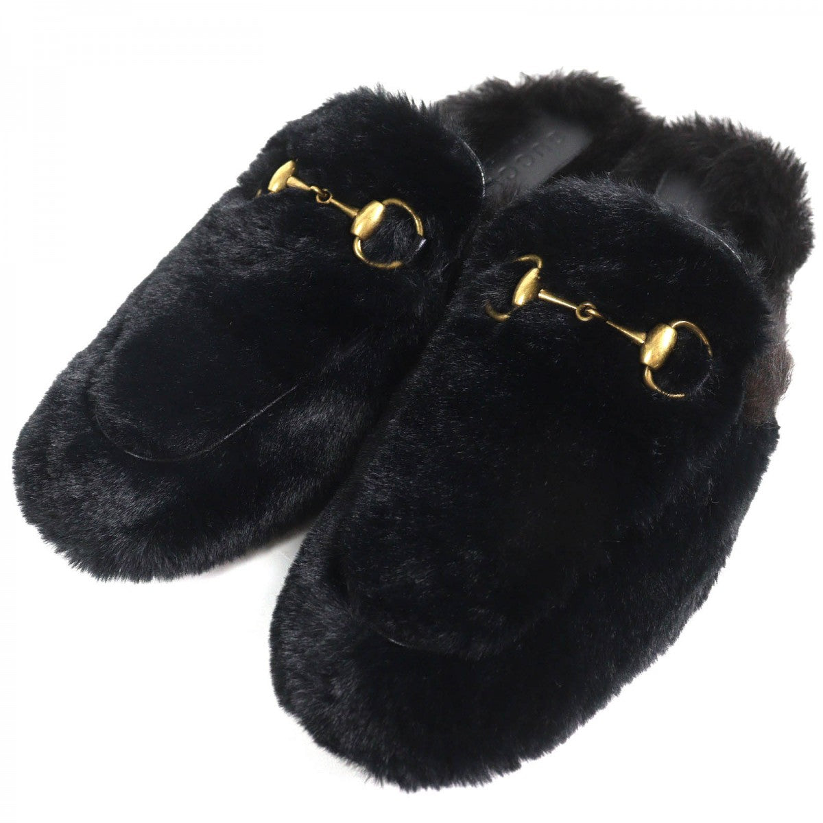 GUCCI Mule Main: Fur, Part: Leather Black type Gold mens 6