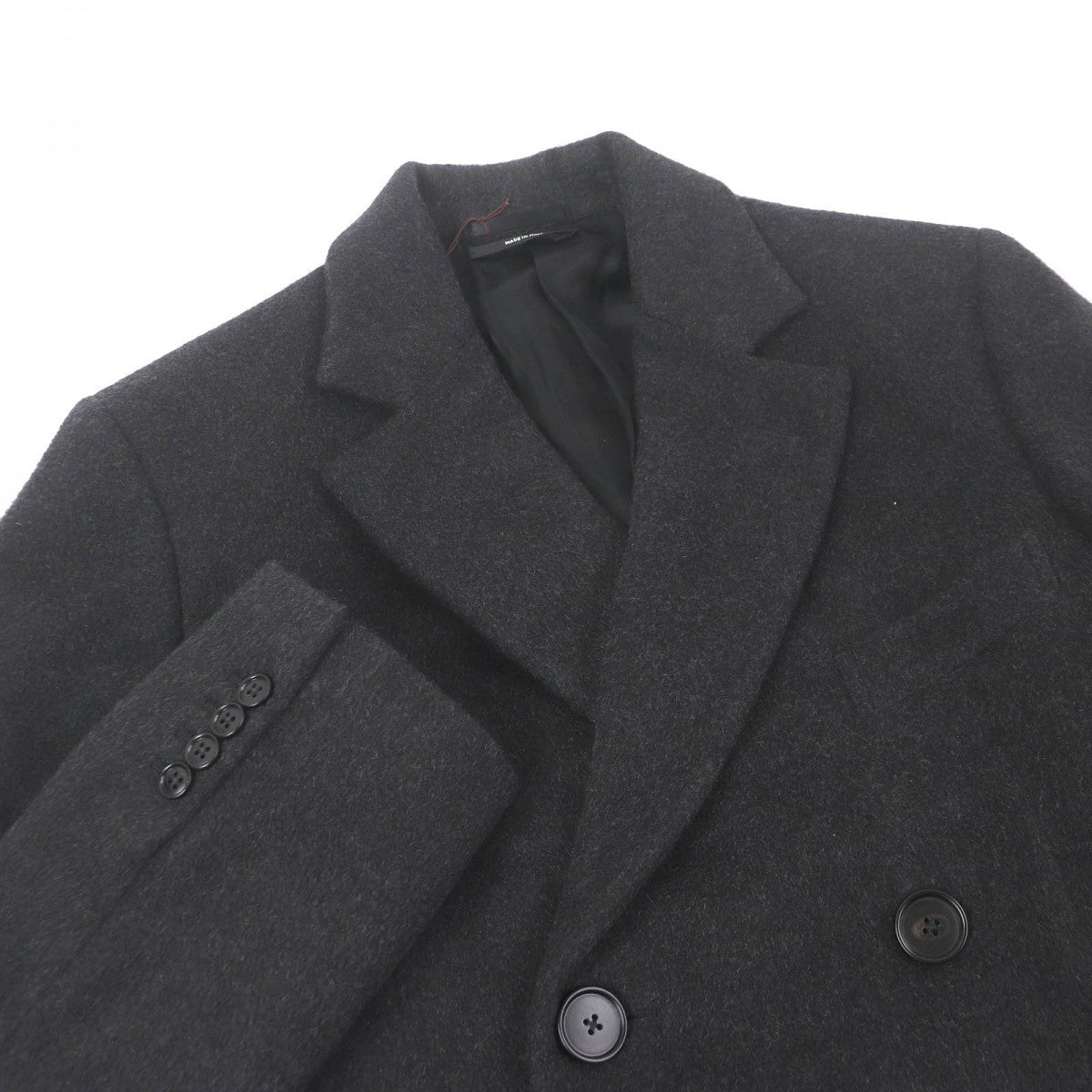 HERMES Chester coat Outer: 100% cashmere, Lining: 100% cupra, Part: 100% cotton Dark gray mens 46