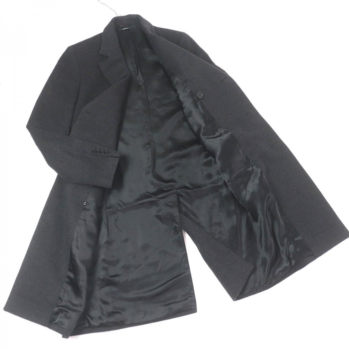 HERMES Chester coat Outer: 100% cashmere, Lining: 100% cupra, Part: 100% cotton Dark gray mens 46