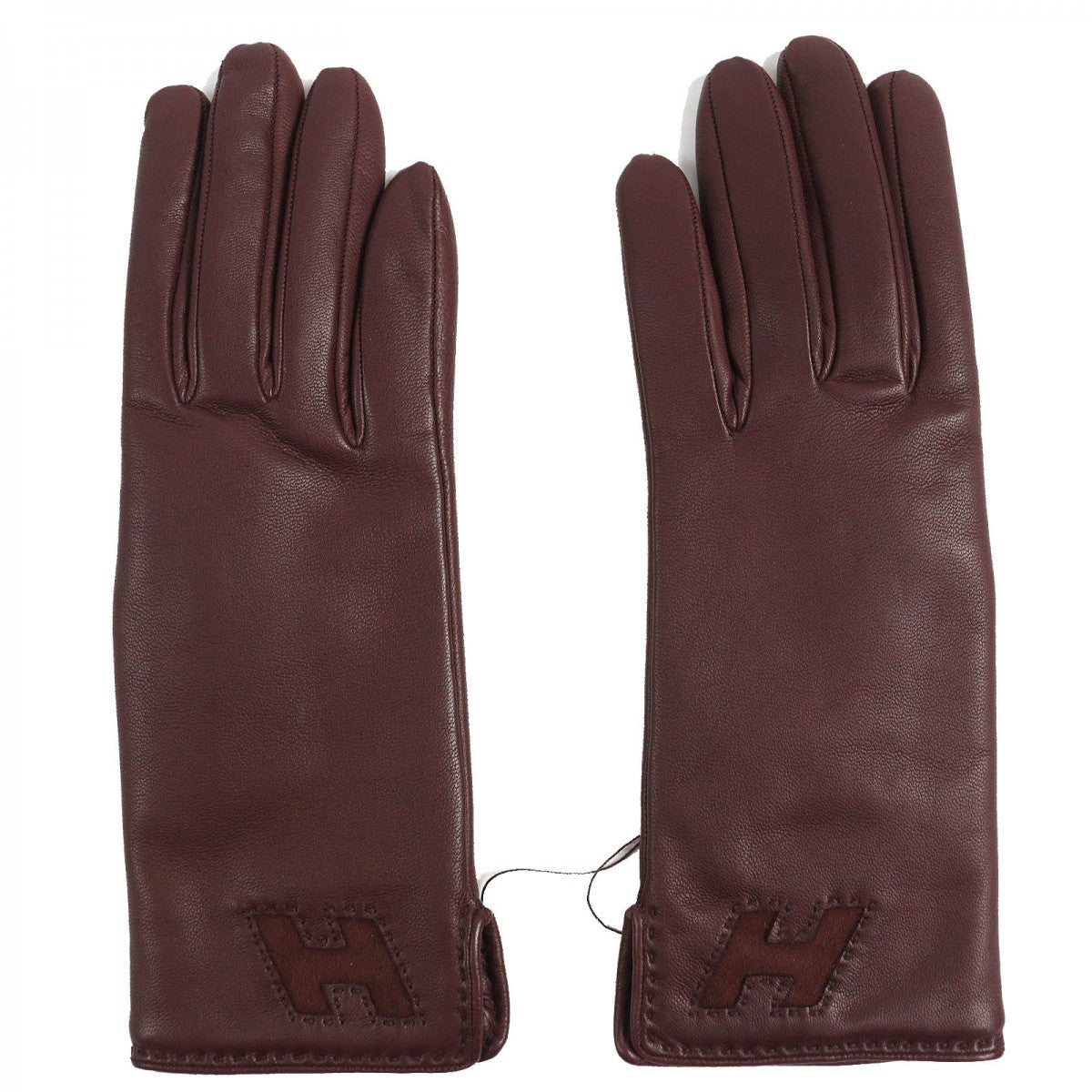 HERMES gloves Main: Lamb leather, Lining: 100% cashmere Brown Women 6.5