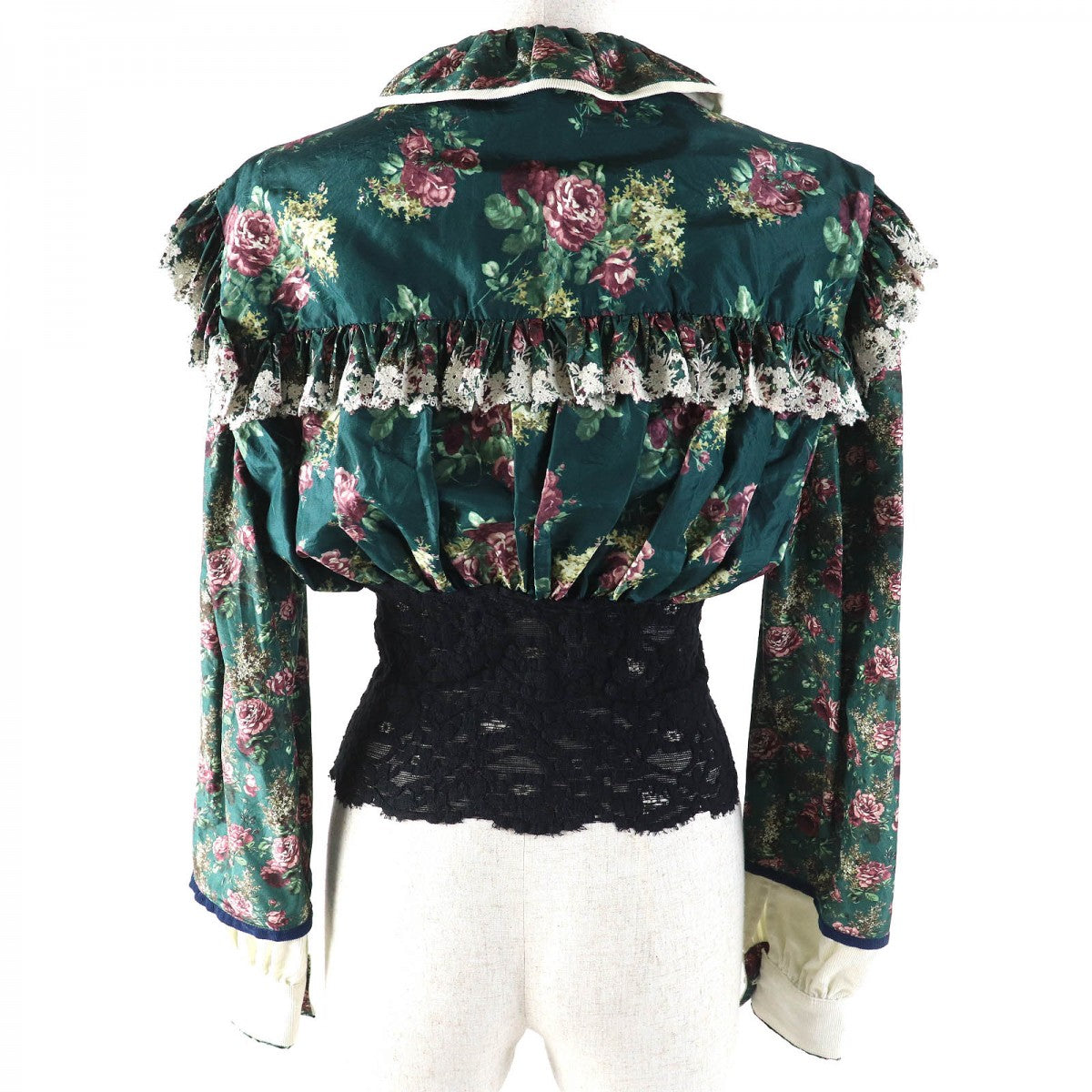 LOUIS VUITTON blouse Main: 46% cotton, Main: 40% silk, Main: 12% nylon, Main: 2% polyurethane, Part: 75% silk Green Bordeaux Black Women 34