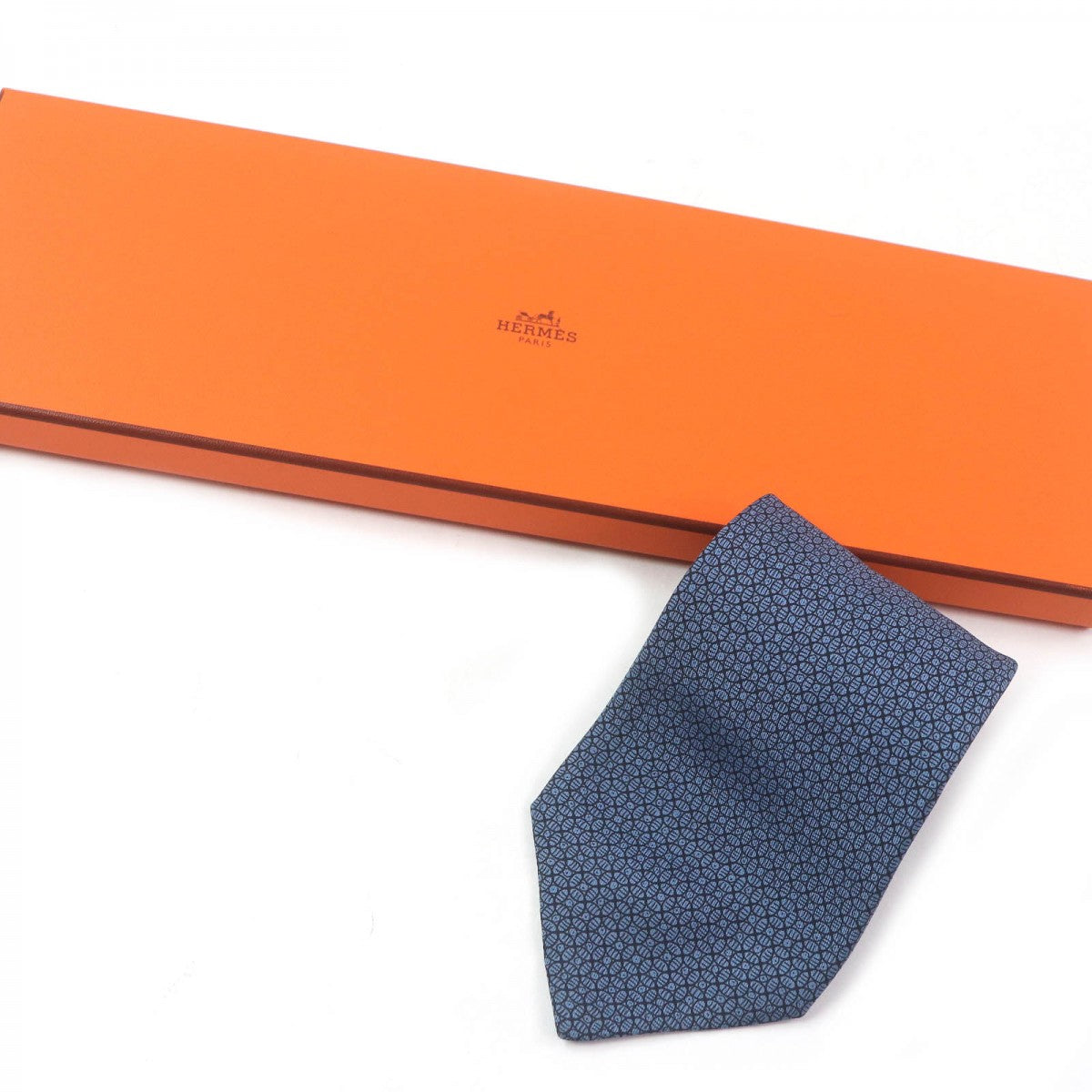 HERMES tie 7695 OA Main: 100% silk blue mens